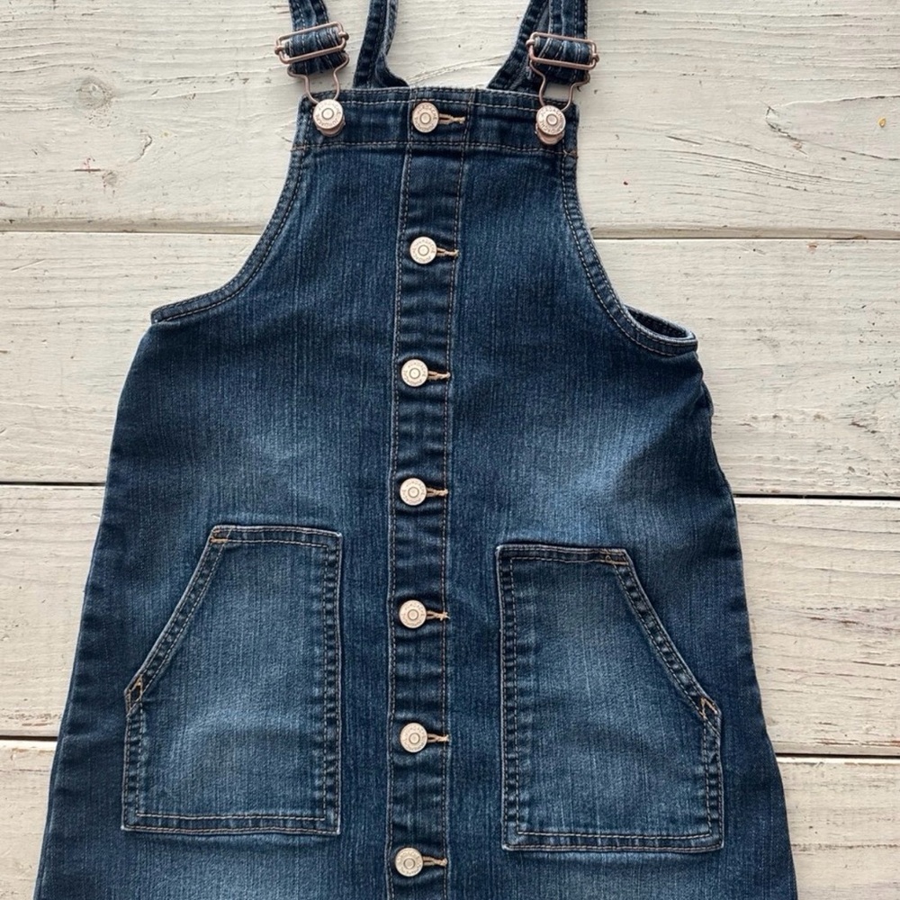Jordache Dark Blue Vintage Denim Button-Front Pinafore Dress